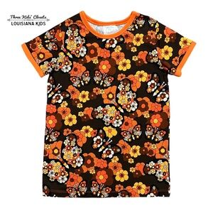 Uddevalla Barn 7-8Y Orange & Brown Floral Butterfly Shirt